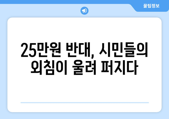 25만원 반대 1인 시위, 국민의 목소리가 커진다