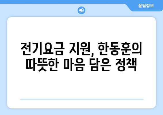 취약계층 전기요금 지원, 한동훈의 사회적 책임 의식