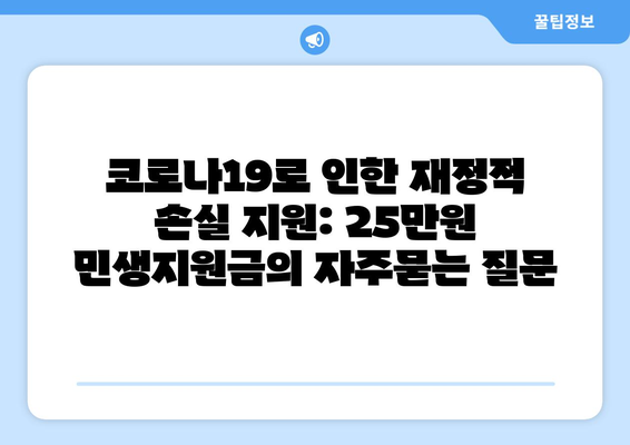 코로나19로 인한 재정적 손실 지원: 25만원 민생지원금