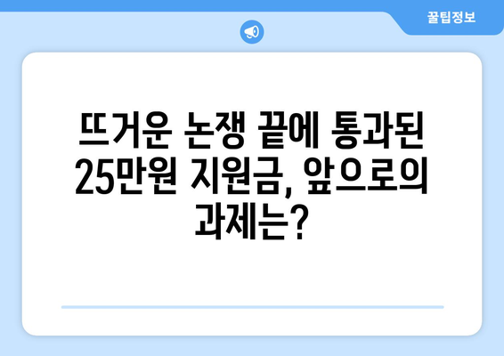 이재명 전국민 25만원 지원금 국회 통과