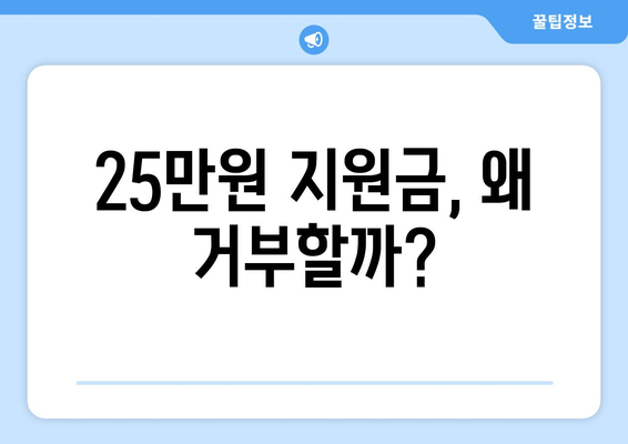 25만원 민생 지원금 신청 거부, 그 이유는?