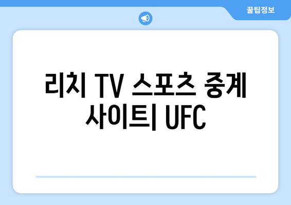 리치 TV 스포츠 중계 사이트: UFC