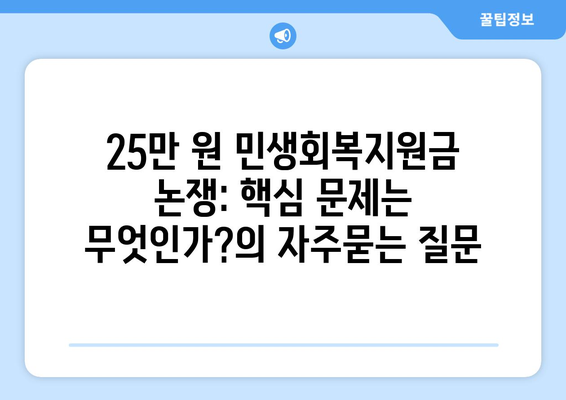 25만 원 민생회복지원금 논쟁: 핵심 문제는 무엇인가?