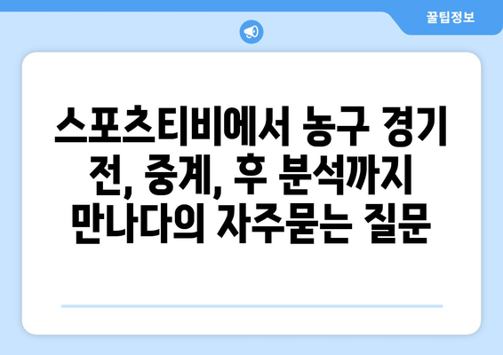 스포츠티비에서 농구 경기 전, 중계, 후 분석까지 만나다