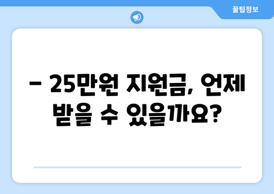 25만원 지원금 민생 지원금 지급 예정 시기