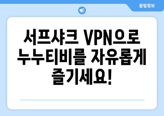 서프샤크 VPN: 누누티비를 위한 안전한 우회 방법