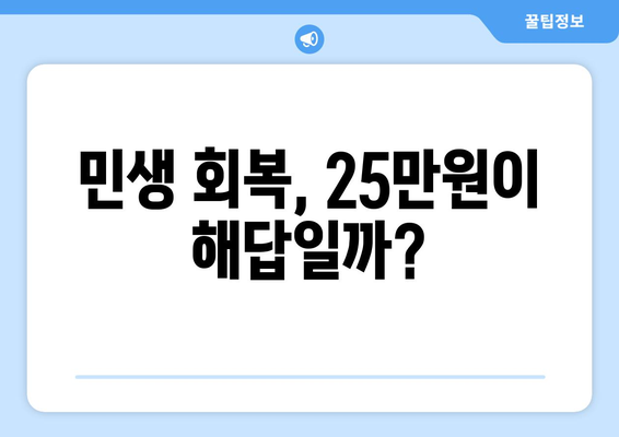 전국민 25만 원 지원금, 과연 민생을 회복할 수 있나?