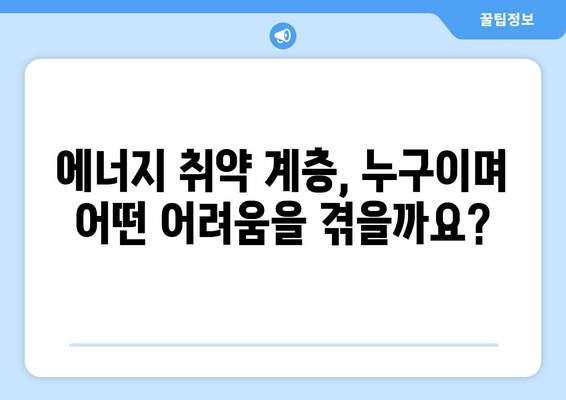 에너지 취약 계층에 대한 지원책