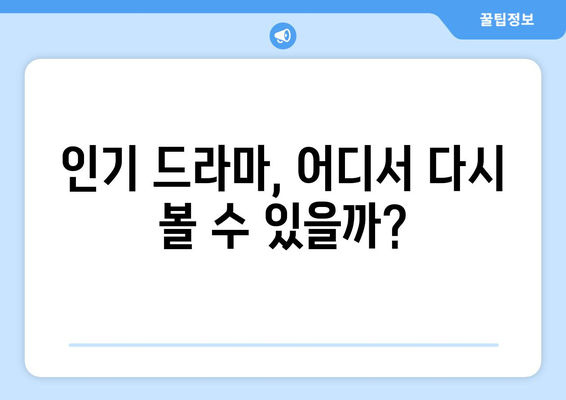 사이트별 드라마 다시보기 자료 비교