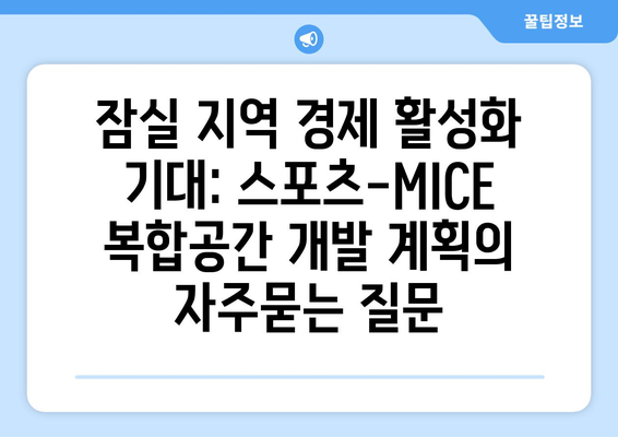 잠실 지역 경제 활성화 기대: 스포츠-MICE 복합공간 개발 계획