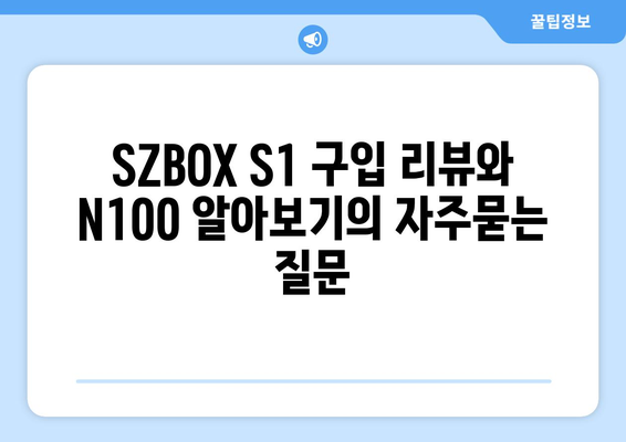 SZBOX S1 구입 리뷰와 N100 알아보기