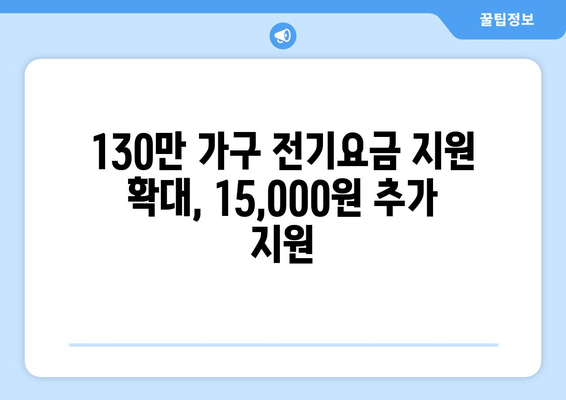 한동훈 지원 130만 가구 전기요금 15,000원 추가 지원