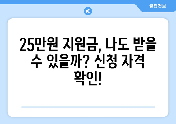 민생지원금 25만원 신청 대상 및 자격 확인