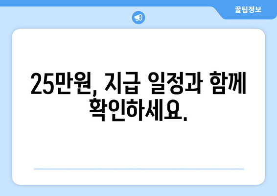 지급되는 25만원에 대한 지급 일정