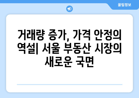 서울 부동산 시장 불균형: 거래량 증가와 가격 안정화의 딜레마