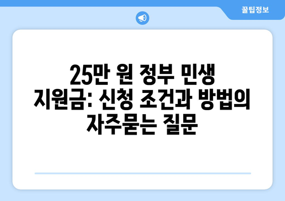 25만 원 정부 민생 지원금: 신청 조건과 방법