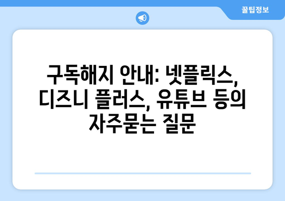 구독해지 안내: 넷플릭스, 디즈니 플러스, 유튜브 등