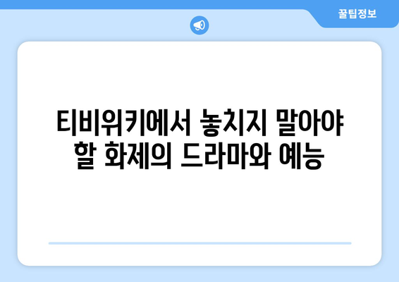 티비위키 드라마와 예능을 무료로 감상하는 매력