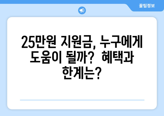 25만원 지원금, 과연 민생을 살릴까?