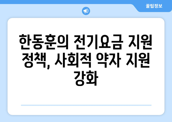 취약계층 전기요금 지원, 한동훈의 구체적 정책