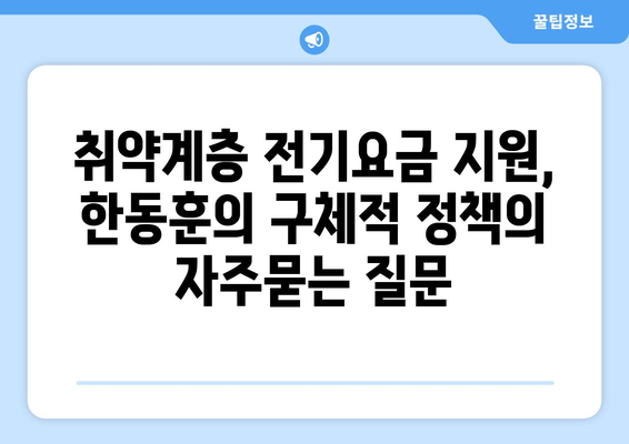 취약계층 전기요금 지원, 한동훈의 구체적 정책