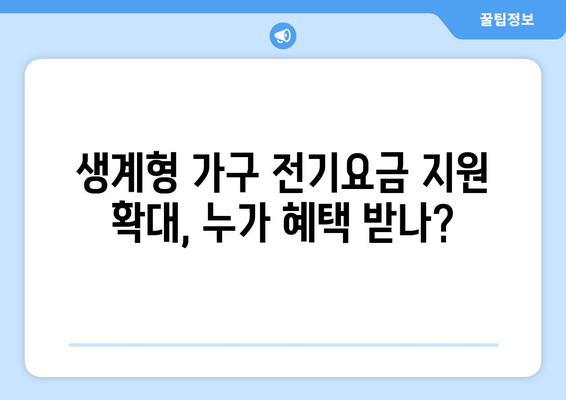 정부, 생계형 가구 전기요금 보조 강화: 1만5000원 추가 지원