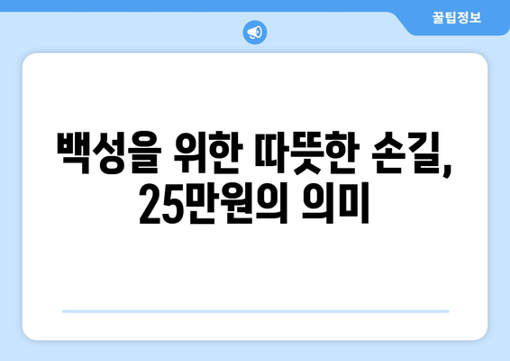 25만원 민생 희망지원금: 백성을 위한 지지대