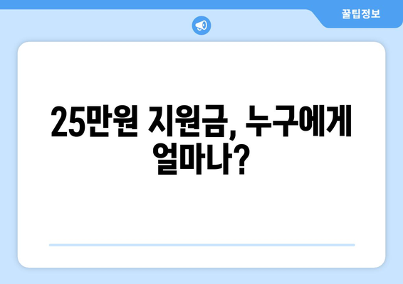 민생 회복 지원금: 뭐길래 25만원인가?