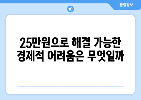 25만원으로 풀리는 경제적 고난: 환상인가 현실인가?