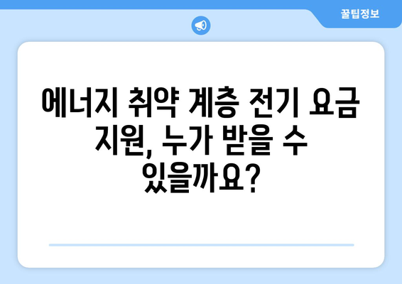 에너지 취약 계층 대상 전기 요금 할인 및 지원