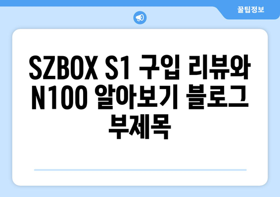 SZBOX S1 구입 리뷰와 N100 알아보기