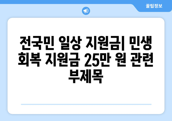 전국민 일상 지원금: 민생 회복 지원금 25만 원