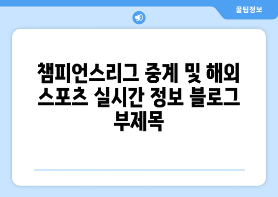 챔피언스리그 중계 및 해외 스포츠 실시간 중계 정보