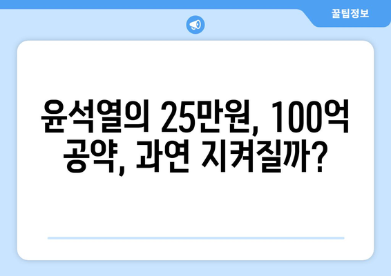 윤석열 1인당 25만원? 100억씩 주지