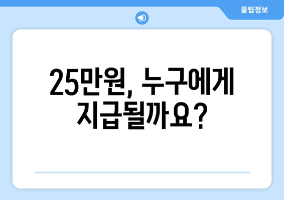 전국민 대상 지급되는 25만원 민생지원금: 자세한 설명