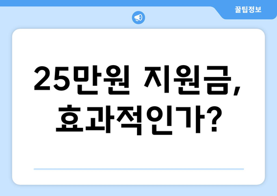 전국민 25만 원 지원금, 과연 민생을 회복할 수 있나?