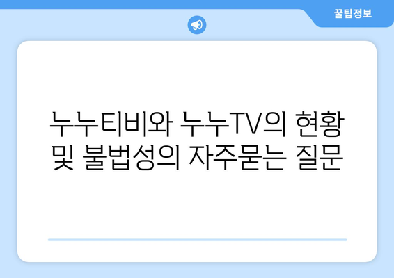 누누티비와 누누TV의 현황 및 불법성