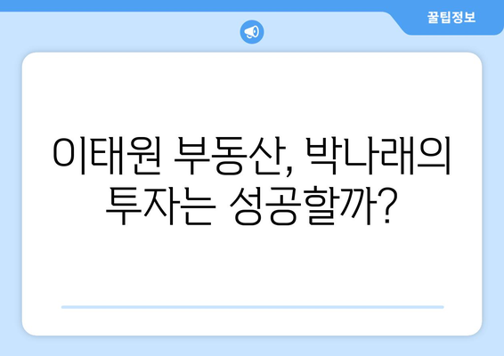 이태원 부동산 시장의 숨은 기회: 박나래의 55억 투자 분석