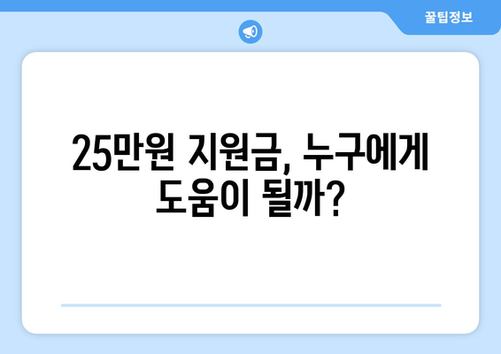 25만원 지원금: 사회적 불의를 해결하는 혁신적인 접근 방식인가 복지 국가의 기본 원칙 약화인가?