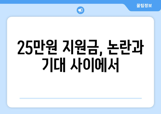 경제 실정에 따른 이재명의 25만원 민생 회복 지원금 제안