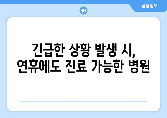 연휴에 문 여는 병원 리스트, 명절 동안 신속하게 갈 수 있는 병원