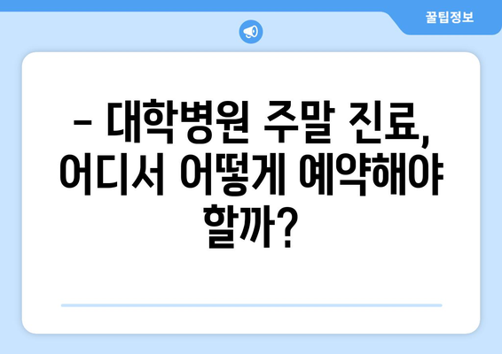 대학병원 주말 진료 가능 여부, 최신 리스트로 빠르게 확인