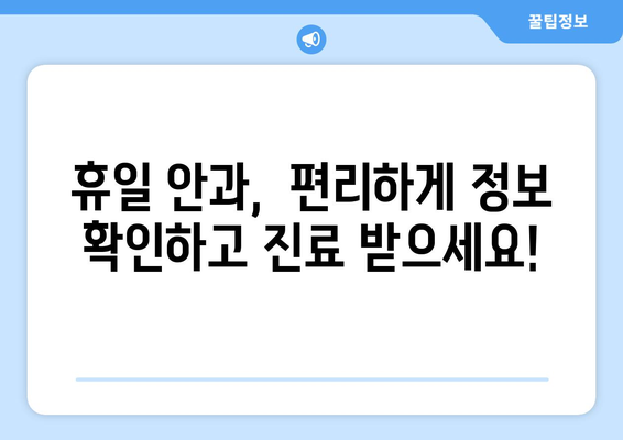 휴일 진료 안과 병원 쉽게 찾는 방법