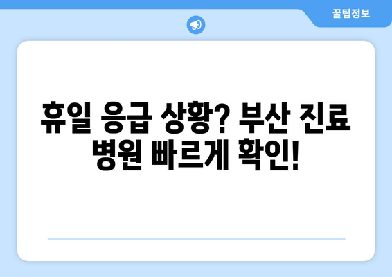 부산 휴일 진료 병원 리스트, 최신 정보로 신속하게 확인하는 방법