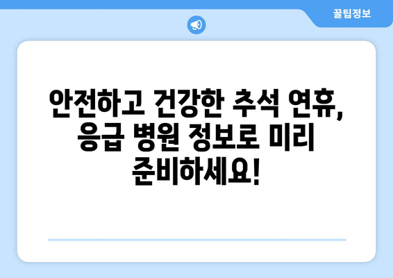 추석 연휴 응급 병원 리스트, 긴급 상황에 대비한 병원 정보