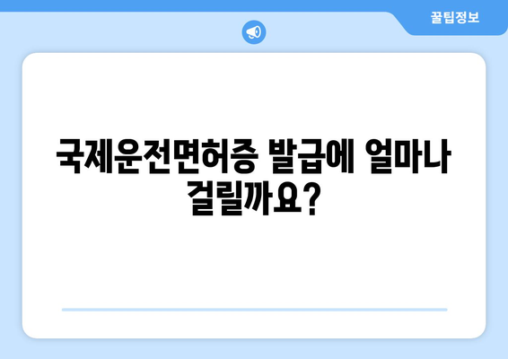 국제운전면허증 발급 방법, 발급 소요 시간과 유효기간 안내