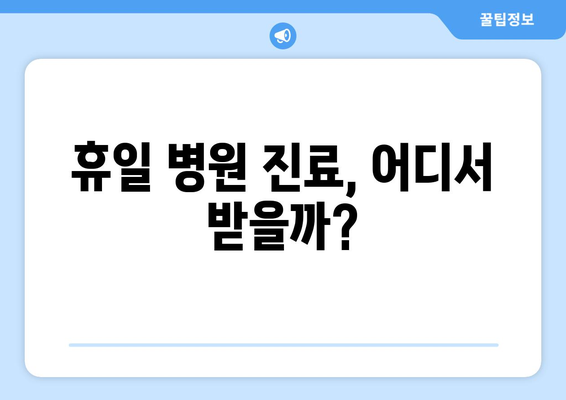 휴일 병원 진료 가능한 곳을 한눈에 확인하는 방법