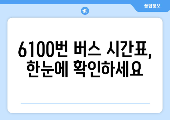 인천공항버스 6100번 노선 시간표와 요금 정보