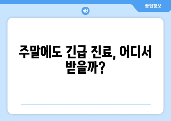 주말에 병원 찾기, 어떻게 해야 할까?