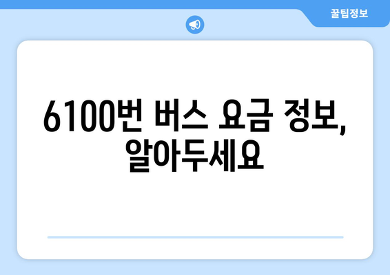 인천공항버스 6100번 노선 시간표와 요금 정보